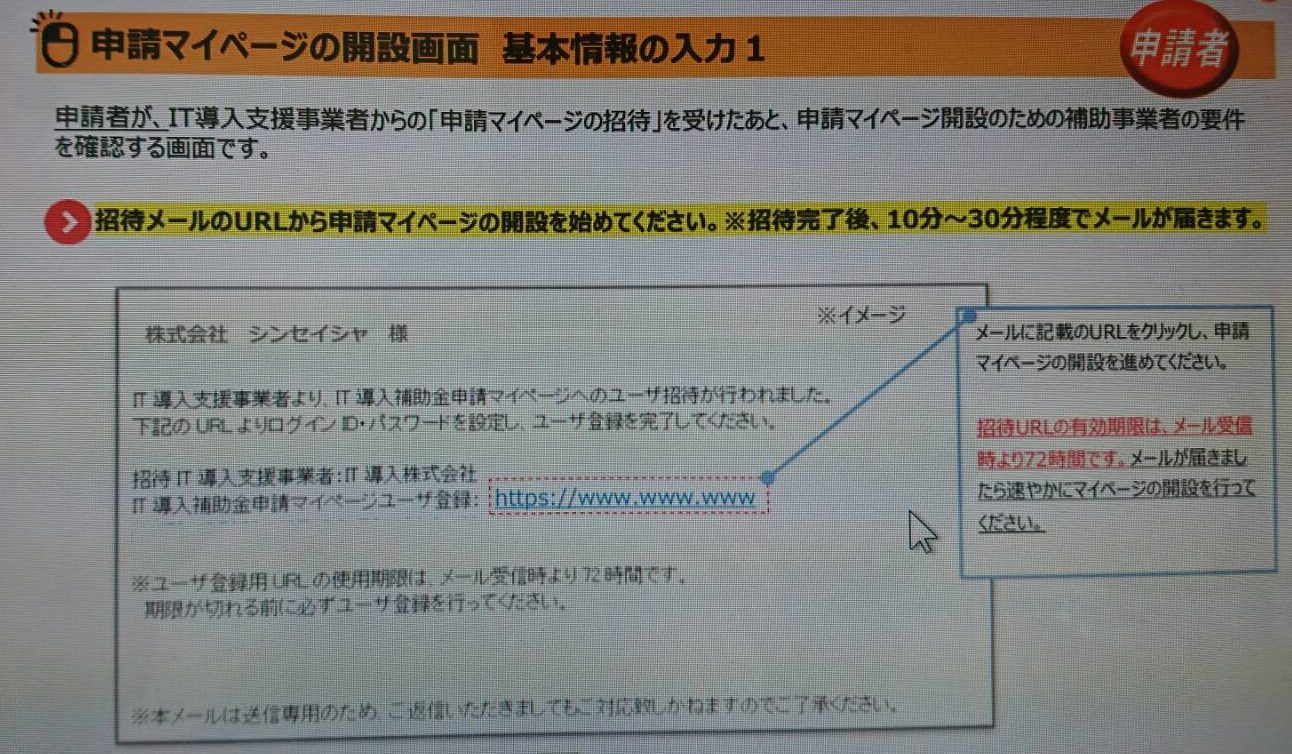 申請マイページの開設 It導入補助金